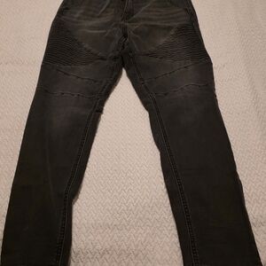 NOBO Men's Black Slim Moto-Style Jeans